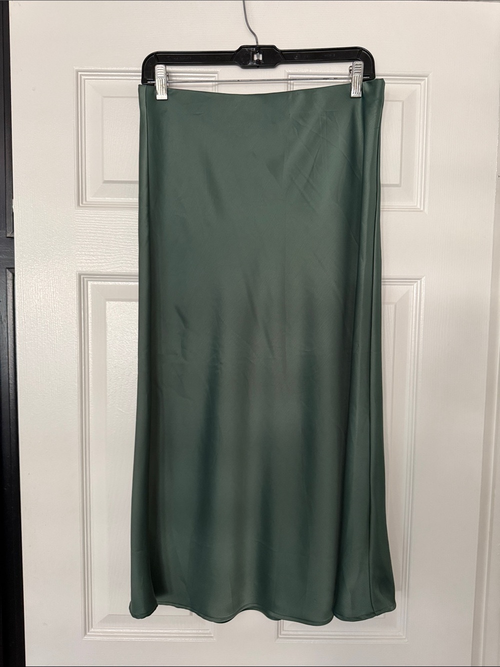 Rachel Zoe Forest Green Satin Midi Skirt